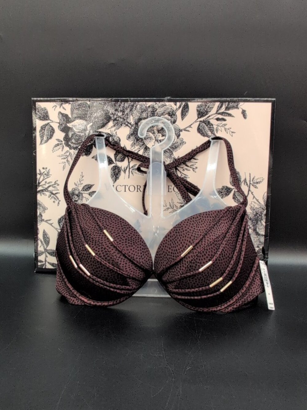 Victoria's Secret Swim VS Archives Banded Push-Up Bikini Top 34C Burgundy NWT